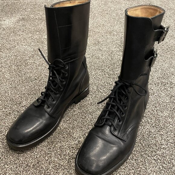 Ralph Lauren MYALL Leather Motorcycle Boot ITALY 11.5 11 Purple Black Label